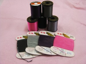Top - #50 silk thread - all purpose Bottom - silk hand buttonhole thread
