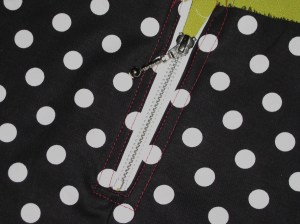Centre zip against wrong side and stitch in place.