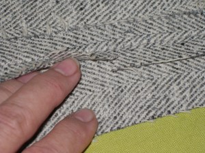 Top seam allowance pressed flat after being stretched. Bottom seam allowance clipped.