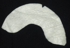 Custom fitting sleeve head with shoulder position marked with a snip and corners rounded.