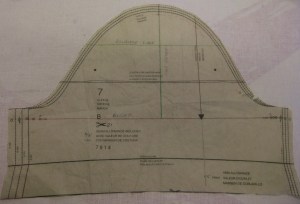 Draw line joining top of underarm seams and measure from this line to the shoulder point.  This is the cap height.