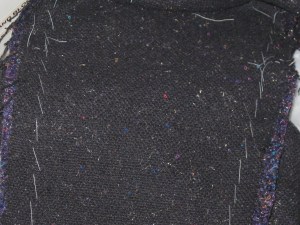 Seams vertically basted and ready for stitching.