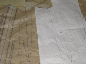 Pocket markings traced on to greaseproof for ease of marking.  Must remember to reverse the markings!