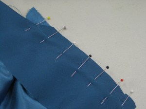 Stitching the second side of the inset corner.