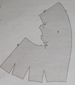 Pattern piece covering collar, front and skirt section to CB