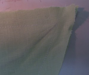 Stitched collar - small stitches around the point reinforce the seam which is clipped quite close to the stitching.