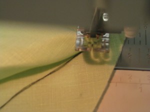 Tuck thread between layers