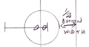 Button extension should be the button width so that when garment is buttoned, button sits at centre front and there is a space half the width of the button between the edge of the button and the edge of the garment.