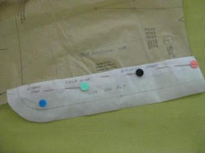 Draw desired width of fly extension and line up CF markings when adding this to the front of the pattern.