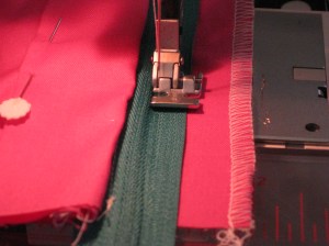 Stitch other side of zipper to fly facing.