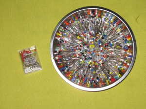 L - Stretch glass head pins R - magnetic pin dish