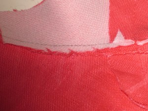 Clip seam allowances on an angle towards centre front and centre back.