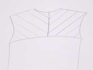 Bias cut yoke - line with on grain facing