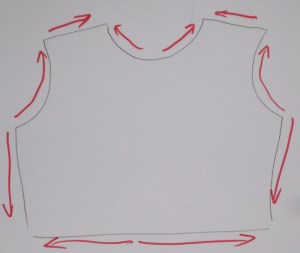 Stay stitch in direction of greatest stretch - the opposite direction to what is used for on grain fabrics.