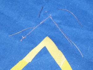 Staystitch corner from point out on each side