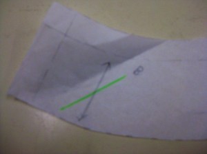 Back section of facing will be on bias grain which moulds well to the upper curve of the back.