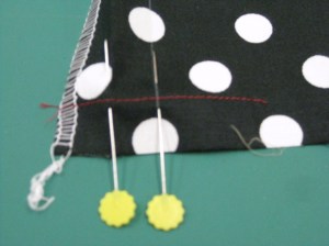 Pin mark CB and topstitching line for zipper