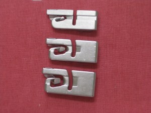 Underside of the rolled hem foot - the width of the hem needs to match the width of the indentation on the underside of the foot.