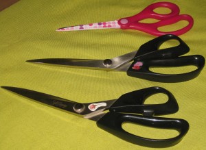 Paper scissors and Soft Canary Dressmaking Shears and Serrated Shears