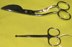 Gingher Duckbill applique scissors and Havel's lace scissors